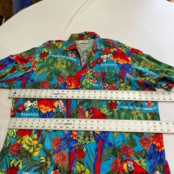 Mens Hawaiian Shirt Gem Of the Caribbean Barbados Carmens Size XL Macaw - Picture 6 of 8